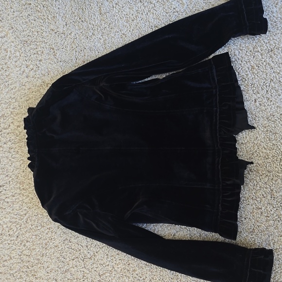 Inc Black Velvet Zippered Blazer Medium - Picture 6 of 10